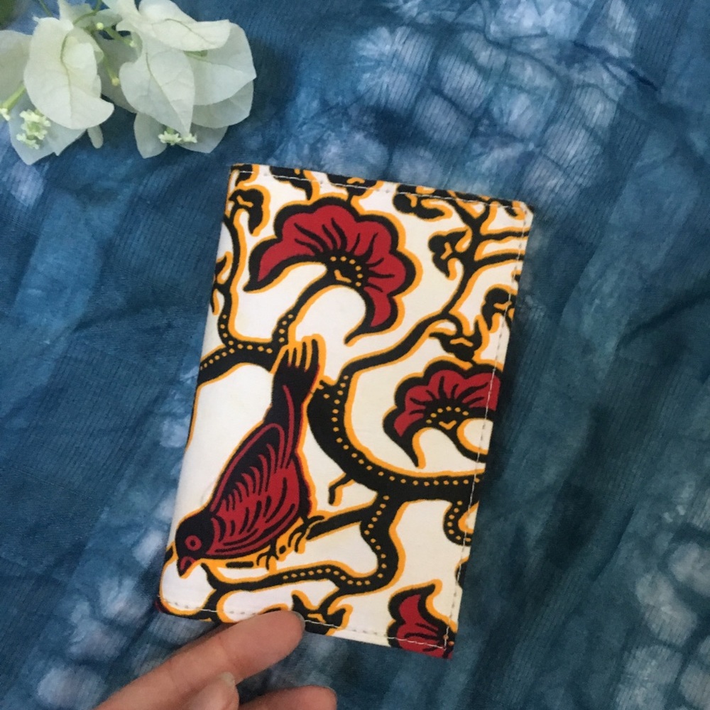 Passport cover case African wax fabric red bird